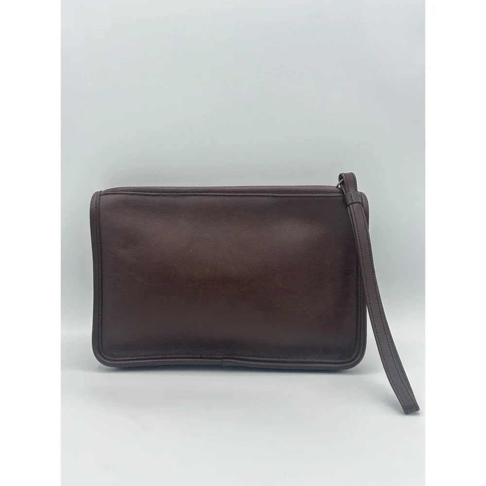 Coach Men's Mahogany Brown Zip Top Pouch Bag 9972 Vintage